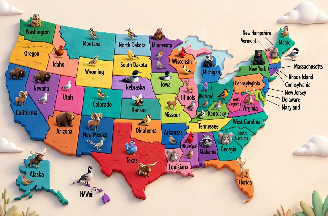 3D USA Map Graphic with Glowing State Borders
