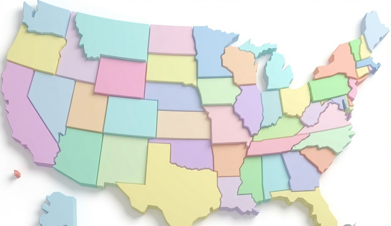 Blank USA Map 3D